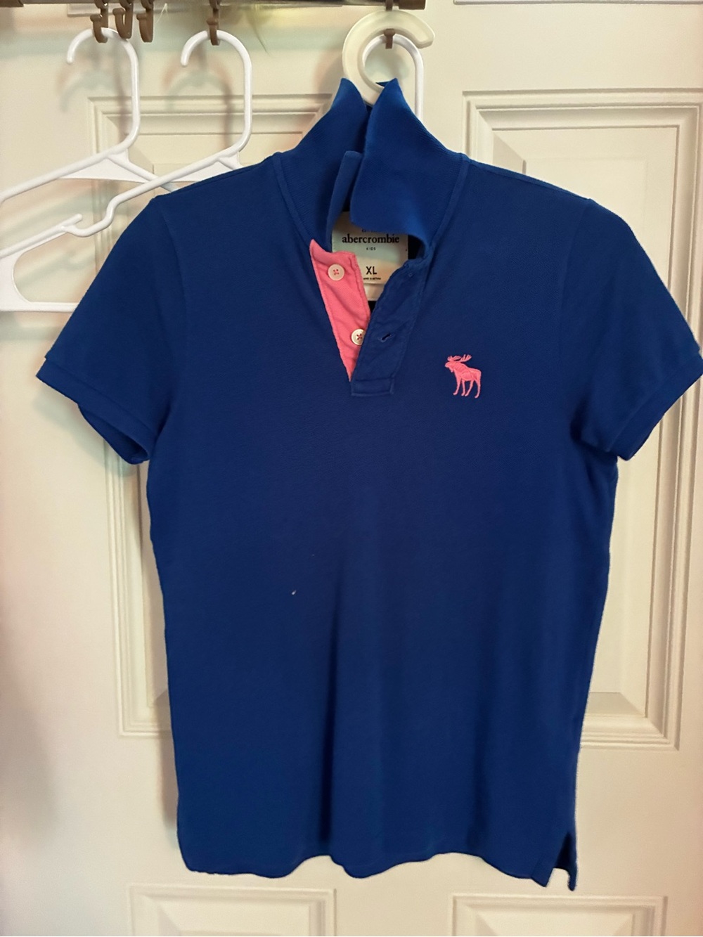 Abercrombie & Fitch Royal Blue Polo with Pink Logo